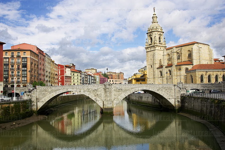 06341-Puente e Iglesia de San Antón. Río Nervión. Bilbao, Biz