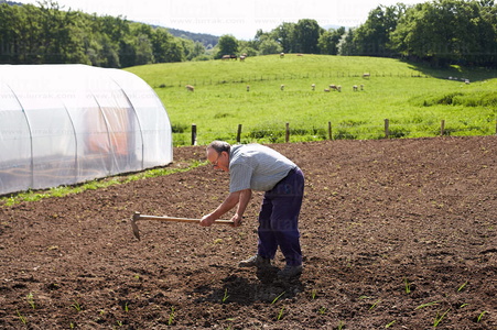 06578-Agricultor trabajando la tierra. Eltzaburu. Valle de Ulzama. Navarra