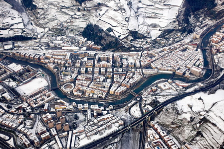 09PXE_678-Vista aérea de una gran nevada en Tolosa, Gipuzkoa, E