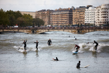 08908-Surfistas en el Río Urumea. San Sebastián, Gipuzkoa, Eus